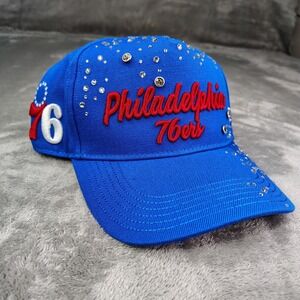 Pro Standard NBA Philadelphia 76ers Rhinestone Bedazzled Snapback‎ Hat Blue New